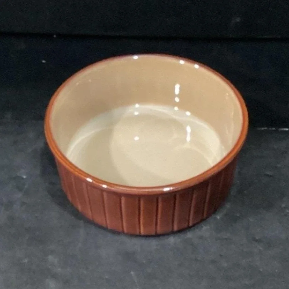 Sango Nova Brown Ribbed Casserole Dish #4933, Vintage Stoneware Bowl,‎ Tableware